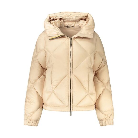 K-WAY Jackets & Blazers - K-WAY Hooded Puffer Jacket Diamond Quilted Women Beige Jackets & Coats